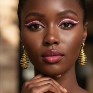 New Hefanny Stud Earrings Gold-Tone Metal Infinity Pattern Box & Bag 1.25 Inches